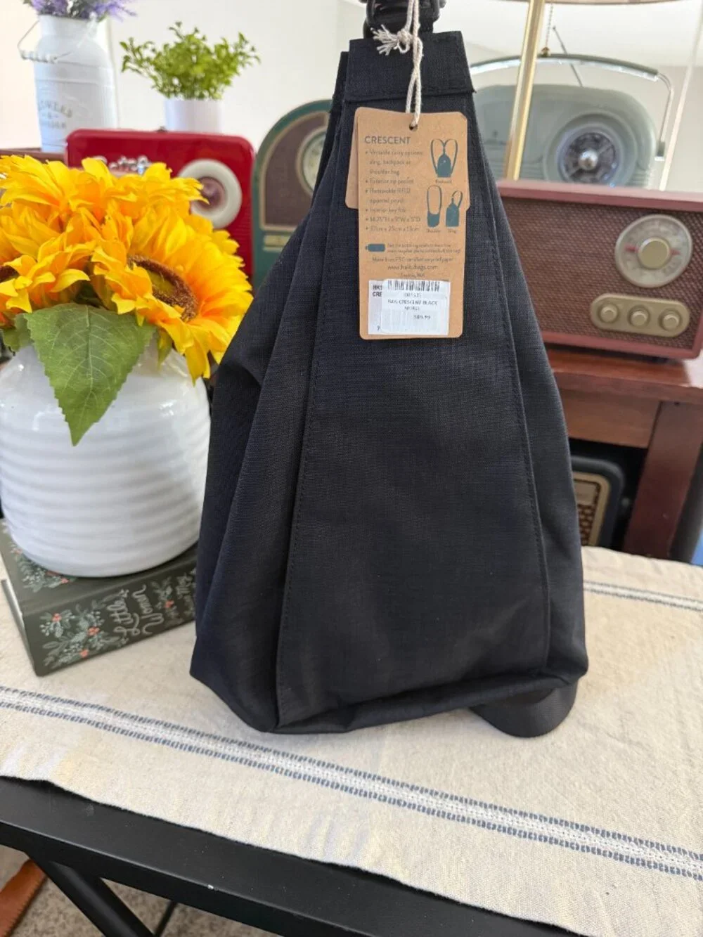 NWT Haiku Crescent Black Convertible Sling Backpack Shoulder Bag